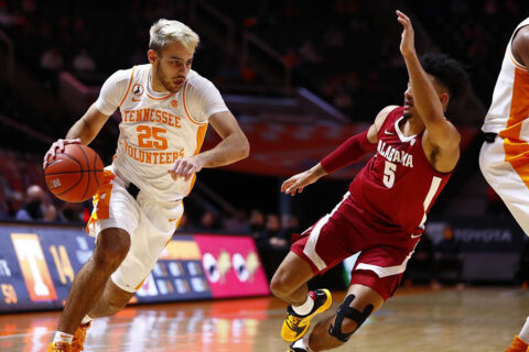  Tennessee Men's Basketball sophomore Santiago Vescovi scored 13 points and 4 rebounds in loss to Alabama Saturday. (UT Athletics)