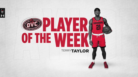 Austin Peay State University men's basektball senior Terry Taylor receives his 15th carerr OVC Player of the week award. (APSU Sports Information)