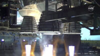 The four RS-25 engines fired for a little more than one minute and generated 1.6 million pounds of thrust. (NASA Television)