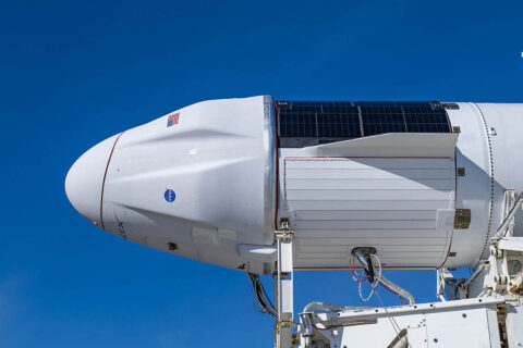 The upgraded version of SpaceX’s Cargo Dragon spacecraft, Dragon 2, is seen atop a Falcon 9 rocket on Dec. 2, 2020, as they prepare to be rolled out to Launch Complex 39A at NASA’s Kennedy Space Center in Florida for the company’s 21st Commercial Resupply Services (CRS-21) launch. (NASA)