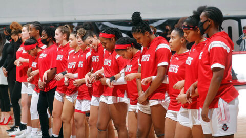 Austin Peay State University Women's Basketball battles Belmont in OVC Tournament, Wednesday. (Robert Smith, APSU Sports Information)