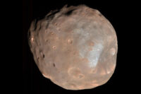 An image of Phobos from March 23, 2008, taken by the High Resolution Imaging Science Experiment camera on NASA’s Mars Reconnaissance Orbiter. (NASA/JPL-Caltech/University of Arizona)