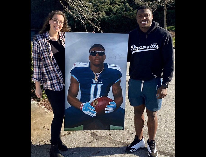 APSU alumna, artist Sarah Beth Bills makes splash with Tennessee Titans&rsquo; A.J. Brown portrait