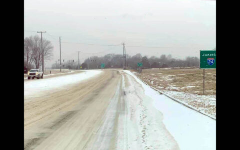 Mayors urge residents to stay home and off roads. Photo is of Rossview Road. (Montgomery County Sheriff's Office)