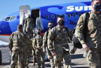 Soldiers from the 253rd Military Police Company are welcomed home by Maj. Gen. Jeff Holmes, Tennessee’s Adjutant General, and his command team, as they arrived in Smyrna on Feb. 3, following an 11-month deployment in support of overseas contingency operations. (Capt. Kealy Moriarty)