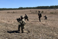 Soldiers from 1st Battalion, 506th Infantry Regiment “Red Currahee”, 1st Brigade Combat Team “Bastogne”, 101st Airborne Division (Air Assault) preparing to assault on the objective on Fort Polk, Louisiana during a live fire exercise Feb. 20. (U.S. Army Photo by Maj. Vonnie Wright)