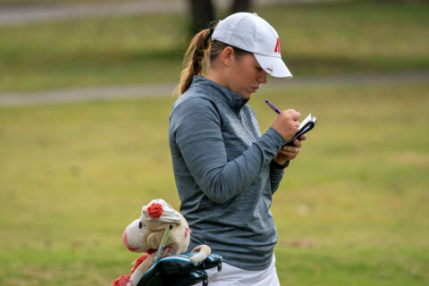 Austin Peay State University Women's Golf junior Shelby Darnell moves up the board at Bobby Nichols Intercollegiate, Monday. (APSU Sports Information)