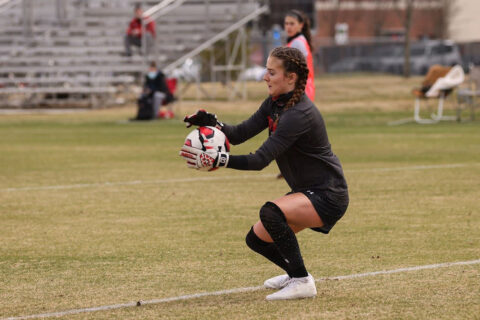 Austin Peay State University Soccer goalkeeper Chloé Dion makes career-high seven saves in loss to Murray State, Tuesday. (APSU Sports Information) Austin Peay State University Soccer goalkeeper Chloé Dion makes career-high seven saves in loss to Murray State, Tuesday. (APSU Sports Information)