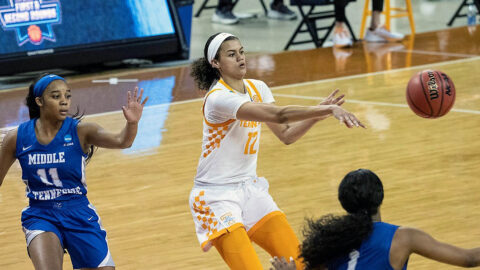 Tennessee Women's Basketball sophomore Rae Burrell had 22 points in Lady Vols win over Middle Tennessee in the NCAA Tournament, Sunday. (Ut Athletics)