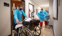 Rad tech and nursing students react during a recent interdisciplinary simulation. (APSU)