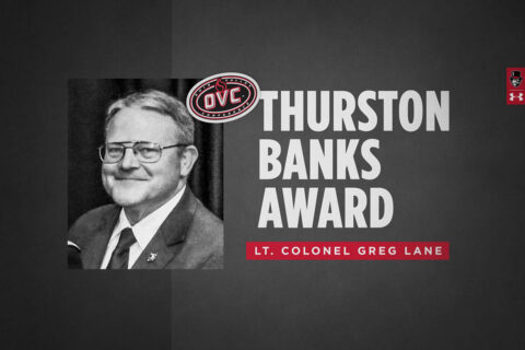 Austin Peay State University ROTC  Lt. Colonel Greg Lane named recipient of 2021 OVC Thurston Banks Award. (APSU Sports Information)