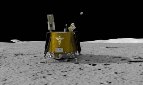 Illustration of Firefly Aerospace’s Blue Ghost lander on the lunar surface. The lander will carry a suite of 10 science investigations and technology demonstrations to the Moon in 2023 as part of NASA's Commercial Lunar Payload Services (CLPS) initiative. (Firefly Aerospace)