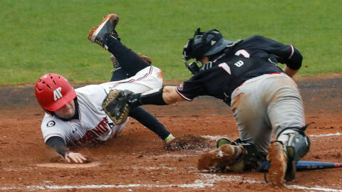 Austin Peay State University Baseball holds off SIU Edwardsville for 7-6 victory, Saturday. (Robert Smith, APSU Sports Information)