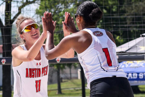 Austin Peay State University Beach Volleyball defeats UT Martin 4-1 and 4-1 Wednesday. (APSU Sports Information)