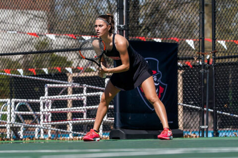 Austin Peay State University Women's Tennis drops doubles point but battles back to beat Belmont, 4-3 in Nashville. (APSU Sports Information)