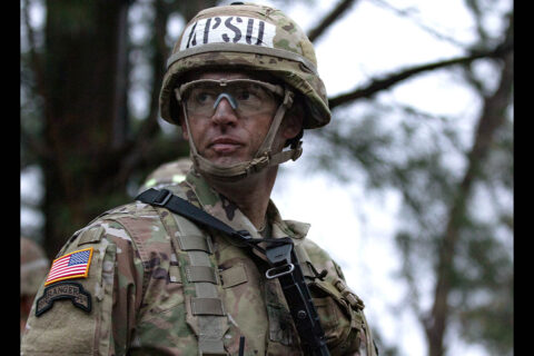 An Austin Peay State University ROTC Ranger Challenge team cadet at the 2021 competition. (APSU)