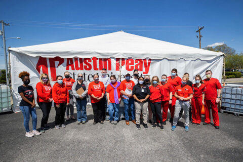 Austin Peay State University’s COVID-19 vaccination tent. (APSU)