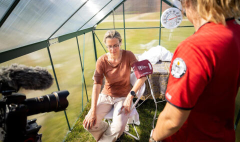 Students from Austin Peay State University's School of Nursing monitored Evans' vital signs. (APSU)