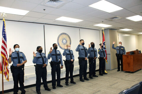 Montgomery County Sheriff John Fuson swears in Deputies during commencement ceremony.