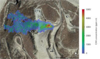 A methane plume detected by NASA’s AVIRIS-NG in summer 2020 indicates a leaking gas line in oil field in California. The operator subsequently confirmed and repaired the leak. (NASA/JPL-Caltech)