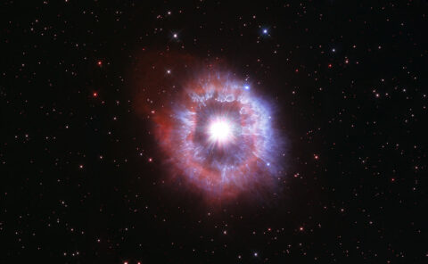 In celebration of the 31st anniversary of the launching of NASA's Hubble Space Telescope, astronomers aimed the renowned observatory at a brilliant "celebrity star," one of the brightest stars seen in our galaxy, surrounded by a glowing halo of gas and dust. (NASA, ESA, STScI)