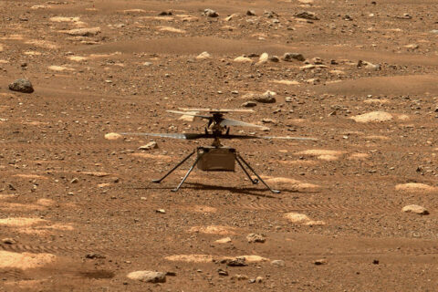 NASA’s Ingenuity helicopter unlocked its blades, allowing them to spin freely, on April 7th, 2021, the 47th Martian day, or sol, of the mission. (NASA/JPL-Caltech)