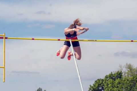 Austin Peay State University Track and Field's Karlijn Schouten wins Gold Medal in the pole vault at the OVC Championships. (APSU Sports Information)