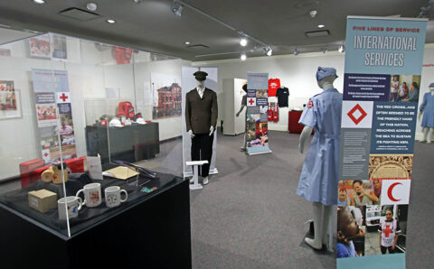 Customs House Museum and Cultural Center's Red Cross exhibit "Helping Americans Help Themselves: 140 Years of the Red Cross".