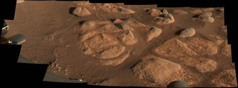 NASA's Perseverance rover viewed these rocks with its Mastcam-Z imager on April 27th, 2021. (NASA/JPL-Caltech/ASU/MSSS)