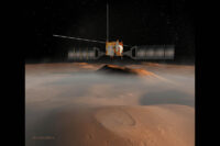 ESA’s (the European Space Agency’s) Mars Express flies over the Red Planet in this illustration. NASA’s Jet Propulsion Laboratory supplied the receiver for the mission’s Mars Advanced Radar for Subsurface and Ionospheric Sounding (MARSIS) instrument. (ESA/NASA/JPL-Caltech)