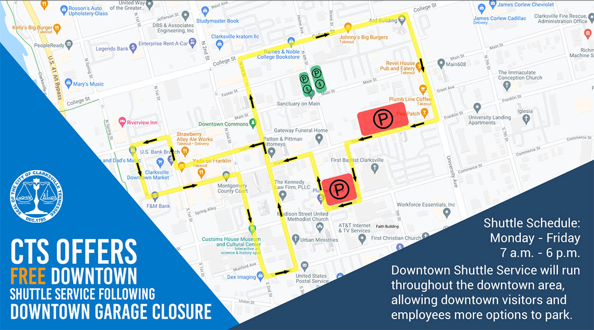 City of Clarksville announces alternative Parking Solution, adds Shuttle Service