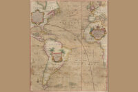 First map of Earth’s magnetic field based on compass readings, by Edmond Halley, after sailing the Atlantic Ocean on the Paramore. Since we now know Earth’s magnetic pole shifts over time, these lines are not stable – scientists update the World Magnetic Model every five years. As of 2019, the magnetic north is moving towards Siberia at a rate of about 34 miles (55 km) per year. (E. Halley/Princeton Library Historic Maps Collection)