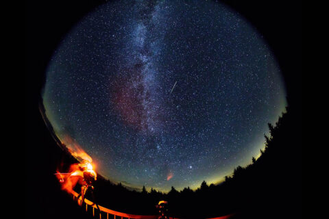 In this 30 second exposure taken with a circular fish-eye lens, a meteor streaks across the sky during the annual Perseid meteor shower on Friday, August 12th, 2016 in Spruce Knob, West Virginia. (NASA, Bill Ingalls) In this 30 second exposure taken with a circular fish-eye lens, a meteor streaks across the sky during the annual Perseid meteor shower on Friday, August 12th, 2016 in Spruce Knob, West Virginia. (NASA, Bill Ingalls)