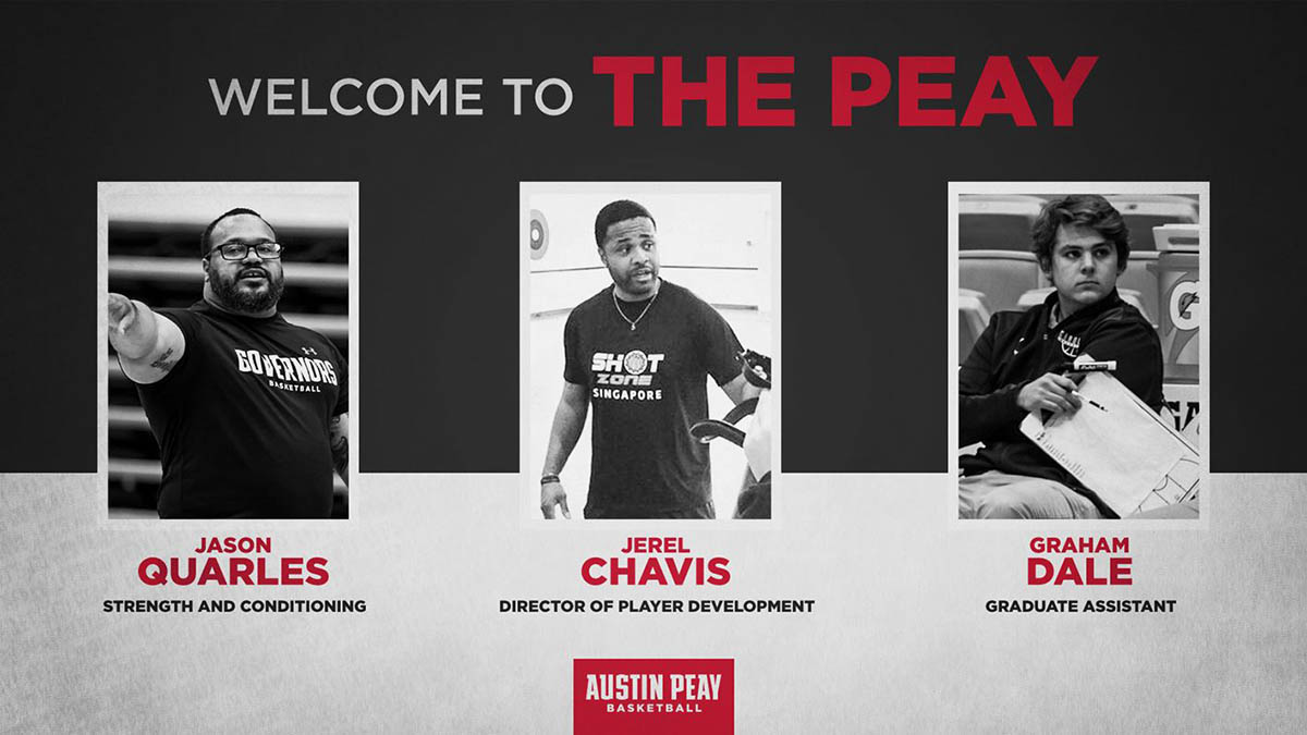 APSU pridáva do trénerského tímu mužský basketbal, Jason Quarrels, Jerell Chavis, Graham Dale APSU pridáva do trénerského tímu mužský basketbal, Jason Quarrels, Jerell Chavis, Graham Dale