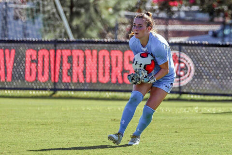 Austin Peay State University Women's Soccer goalkeeper Chloé Dion has career-high eight saves in loss to Miami (Ohio) Sunday afternoon. (APSU Sports Information)