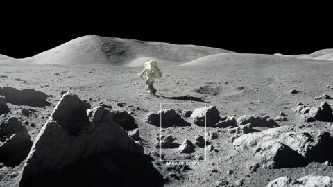 The Moon is covered with craters and rocks, creating a surface “roughness” that casts shadows, as seen in this photograph from the 1972 Apollo 17 mission. These cold shadows may allow water ice to accumulate as frost even at daytime. The area of detail is highlighted in the following illustration. (NASA) The Moon is covered with craters and rocks, creating a surface “roughness” that casts shadows, as seen in this photograph from the 1972 Apollo 17 mission. These cold shadows may allow water ice to accumulate as frost even at daytime. The area of detail is highlighted in the following illustration. (NASA)