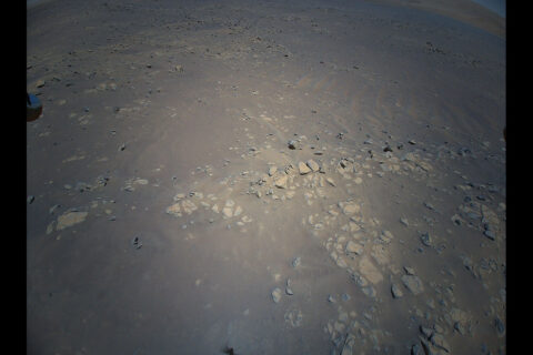 The Return to Earth camera on NASA's Ingenuity Mars Helicopter snapped this picture of geologic feature the Mars Perseverance rover team calls "Raised Ridges" during its 10th flight at Mars, on July 24th, 2021. (NASA/JPL-Caltech)