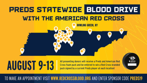 Nashville Predators team with Red Cross for Blood Drives, August 9th-13th