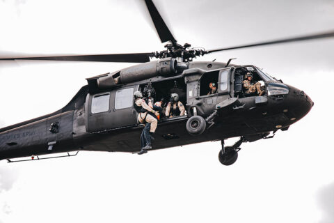 Members of the Tennessee National Guard and the Nashville Fire Department’s Helicopter Aquatic Rescue Team take part in a rescue exercise, August 5th, at the Wilson County Fairgrounds, during Vigilant Guard 2021, a large-scale inter-agency exercise simulating a dangerous hurricane impacting communities across Tennessee. (Staff Sgt. Timothy Cordeiro, Tennessee National Guard Public Affairs Office)