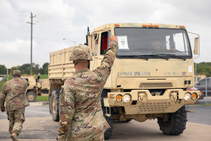 Soldiers from the 1176th Transportation Company, headquartered in Smyrna, prep their vehicles and gear, September 1st, prior to mobilization to Louisiana in support of Hurricane Ida relief efforts. The Tennessee National Guard is sending over 300 Soldiers to work in coordination with local law enforcement and emergency management officials to support rescue and recovery operations in Louisiana. (Staff Sgt. Timothy Cordeiro, Tennessee National Guard Public Affairs)