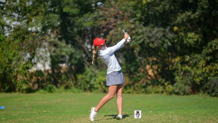 Austin Peay State University Women's Golf freshman Erica Scutt is on top of the leader board at Town & Country Invitational. (APSU Sports Information)