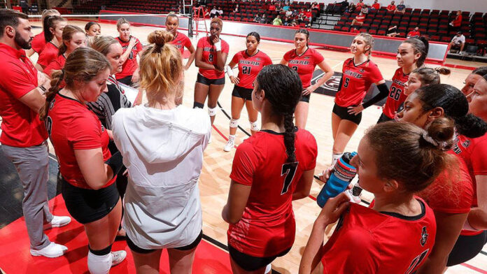 Austin Peay State University Volleyball kicks off second half of OVC slate with Red Out against Belmont. (Robert Smith, APSU Sports Information)