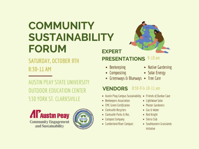 Community Sustainability Forum to be held at Austin Peay State University. (APSU)