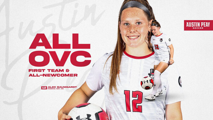 Austin Peay State University Soccer freshman Alec Baumgardt named to First Team All-OVC. (APSU Sports Information)