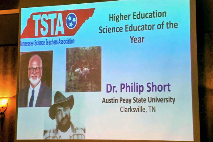 Austin Peay State University professor Dr. Philip Short's award announcement included photos of his 