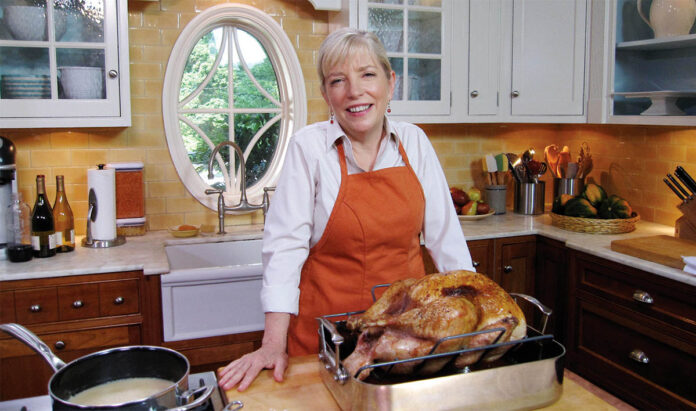 TV chef Sara Moulton, pictured here on set, recommends making side dishes in advance to reduce stress.