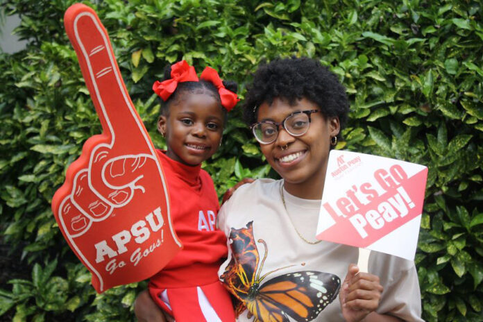 Austin Peay State University broadcast major Christaine Patton and her daughter Serenity. (APSU)