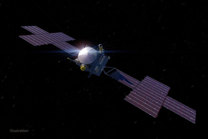 This illustration, updated as of March 2021, depicts NASA's Psyche spacecraft. (NASA/JPL-Caltech/ASU)