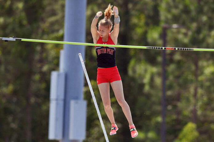 Austin Peay State University Track and Field junjior Karlijn Schouten Breaks School Record as Govs Enjoy Success at Ed Temple Invitational. (APSU Sports Information)