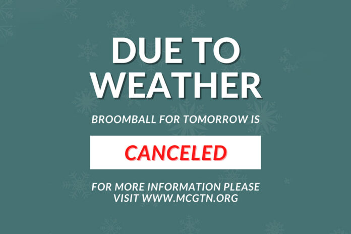 Broomball Challeng Canceled